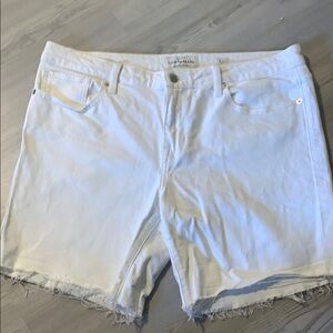 Lucky Brand White Jean Shorts with Frayed Hem